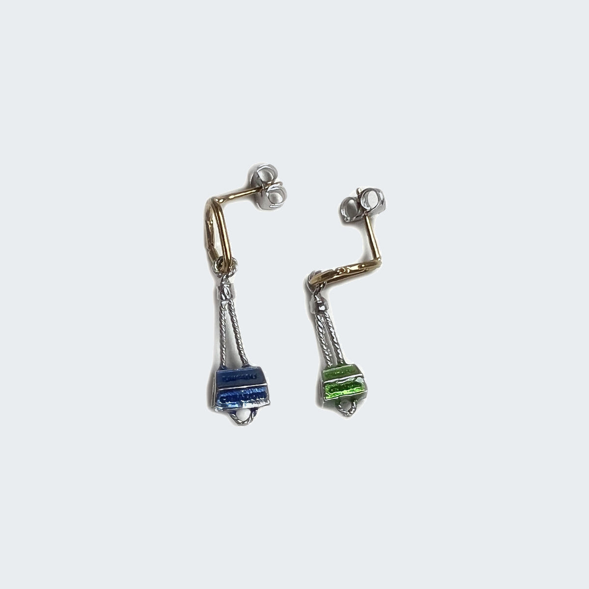 Bronze / gold-rhodium plated / green-blue enameld